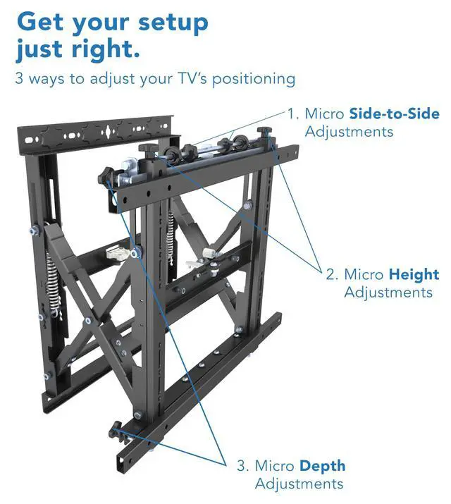 Alt view image 2 of 6 - Pop-Out Video Wall Mount for 3770" TVs, UL Certified Commercial Grade 110 lbs, VESA 200x200400x400, Tilt & Rotation, Modular Menu Board System for Digital Signage