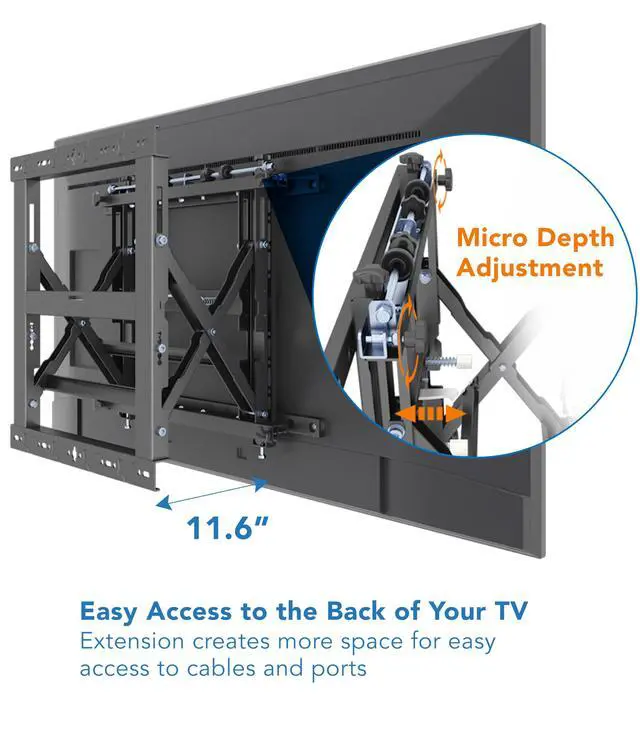 Alt view image 4 of 6 - Pop-Out Video Wall Mount for 3770" TVs, UL Certified Commercial Grade 110 lbs, VESA 200x200400x400, Tilt & Rotation, Modular Menu Board System for Digital Signage
