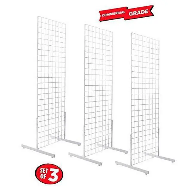 Alt view image 5 of 5 - 2' x 6' Gridwall Panel Tower with T-Base Floorstanding Display Kit, 3-Pack White