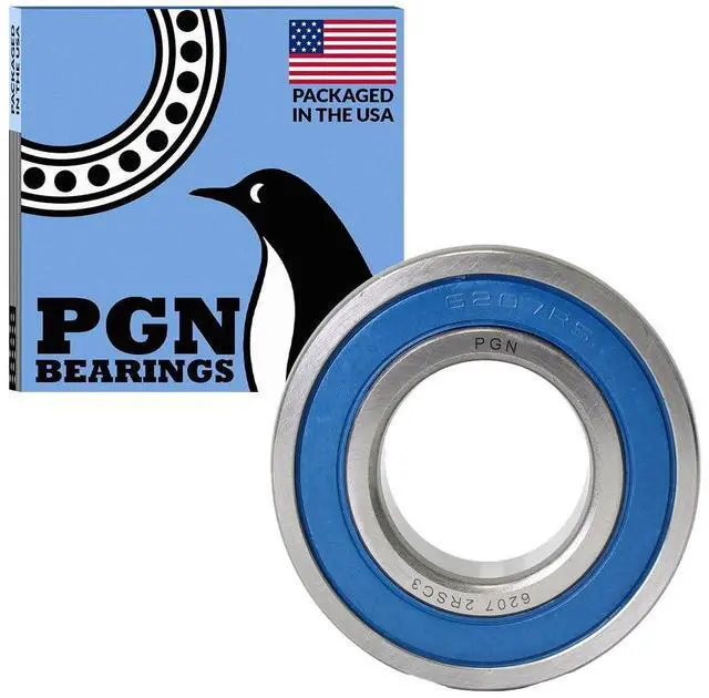 Main image of PGN (50 Pack) 6207-2RS Bearing - Lubricated Chrome Steel Sealed Ball Bearing - 35x72x17mm Bearings with Rubber Seal & High RPM Support