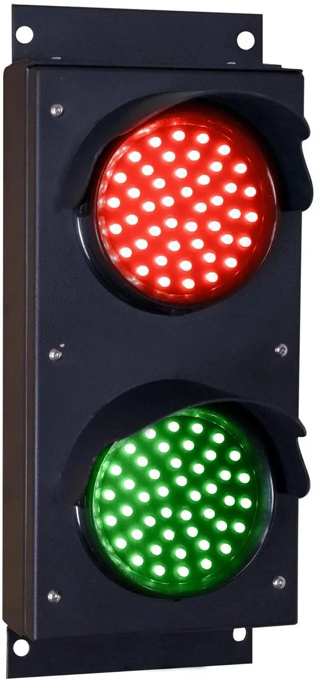 Main image of Industrial LED Traffic Stop Light 4 inch Diameter Lens, 2 Color Red/Green and Dock Bay Indicator Warning Light 12VDC or 24VDC Power Required (Power Cord and Controls NOT Included)