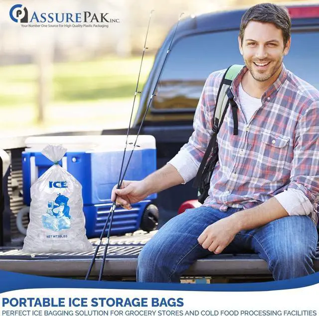 Alt view image 3 of 6 - 50LB Ice Bags 250 Bags - 18"x36" - 3.0 mil Commercial Use, Freezer Storage, Bag of Ice, Food-Grade Ice Packaging