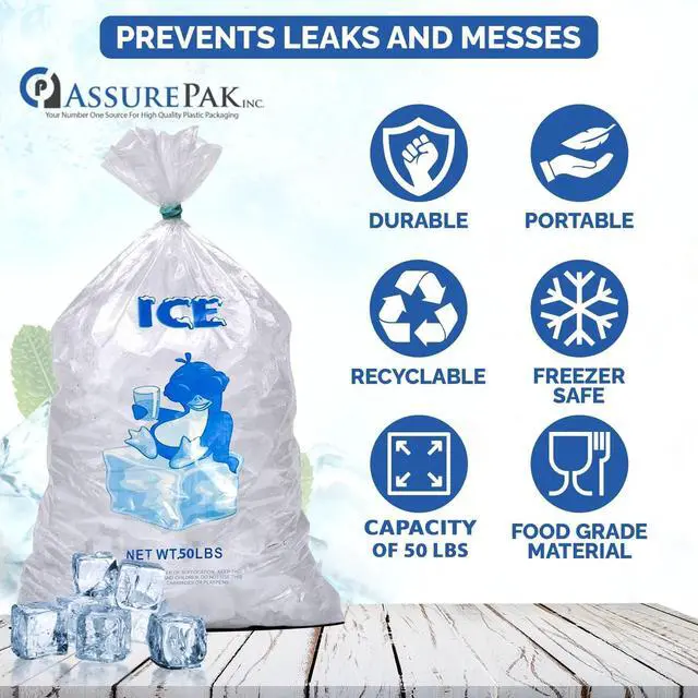 Alt view image 5 of 6 - 50LB Ice Bags 250 Bags - 18"x36" - 3.0 mil Commercial Use, Freezer Storage, Bag of Ice, Food-Grade Ice Packaging