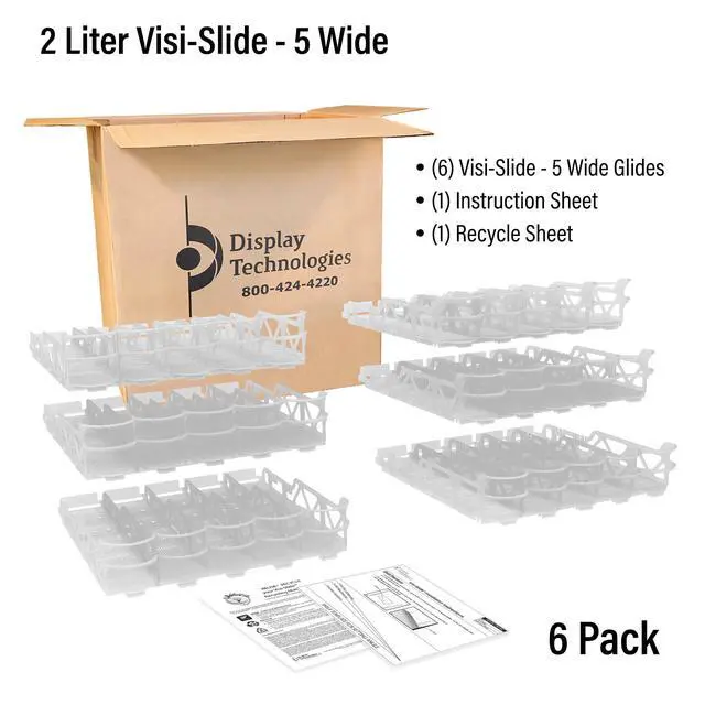 Alt view image 3 of 6 - Visi-Slide 2Liter, 5 wide Soda Beverage Dispenser - Gravity Fed Glide for Angled Shelves for Coolers, Commercial Refrigerators, Cold Vaults (Pack of 6) Drink Organizer for Cans, Bottles and More