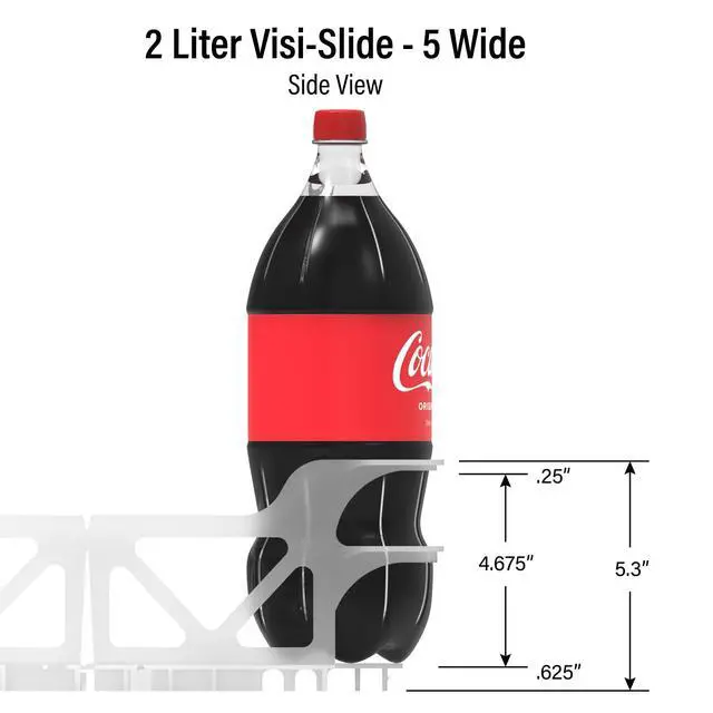 Alt view image 5 of 6 - Visi-Slide 2Liter, 5 wide Soda Beverage Dispenser - Gravity Fed Glide for Angled Shelves for Coolers, Commercial Refrigerators, Cold Vaults (Pack of 6) Drink Organizer for Cans, Bottles and More