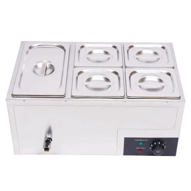 Alt view image 3 of 6 - 110V 5-Pan Commercial Food Warmer, 600W Electric Steam Table 15cm/6inch Deep, Professional Stainless Steel Buffet Bain Marie with Temperature Control for Catering and Restaurants (5-Pan)
