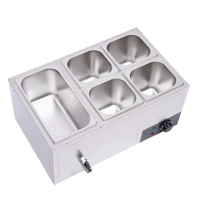 Alt view image 6 of 6 - 110V 5-Pan Commercial Food Warmer, 600W Electric Steam Table 15cm/6inch Deep, Professional Stainless Steel Buffet Bain Marie with Temperature Control for Catering and Restaurants (5-Pan)