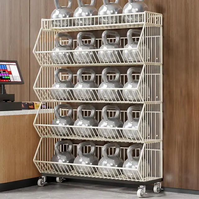 Alt view image 3 of 6 - Commercial Supermarket Display Cart - 5-Tier Industrial Slanted Rolling Shelves Metal Storage Rack for Retail Store, Warehouse & Home Use, 66LBs/Tier Tool-Free Setup