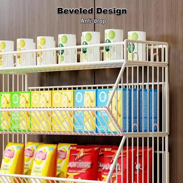 Alt view image 5 of 6 - Commercial Supermarket Display Cart - 5-Tier Industrial Slanted Rolling Shelves Metal Storage Rack for Retail Store, Warehouse & Home Use, 66LBs/Tier Tool-Free Setup