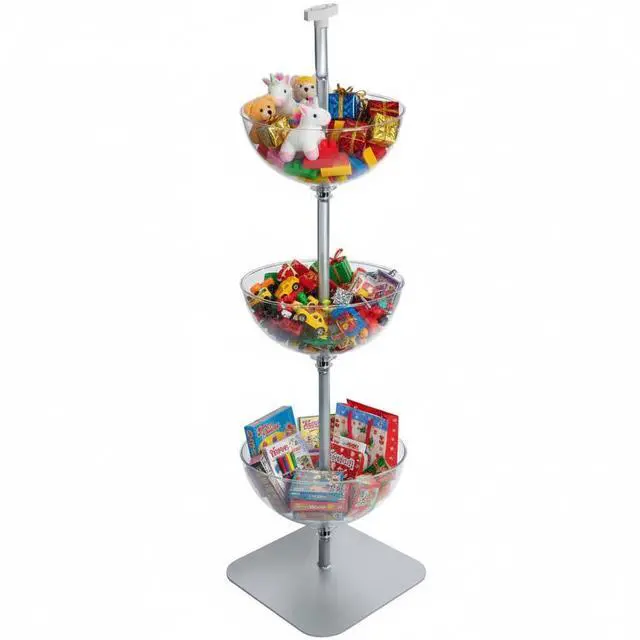 Main image of 751603 3-Tier Bowl Organizer - Floor Standing Tiered Bowls with Rack & Flat Base - Mobile Product Display Stand
