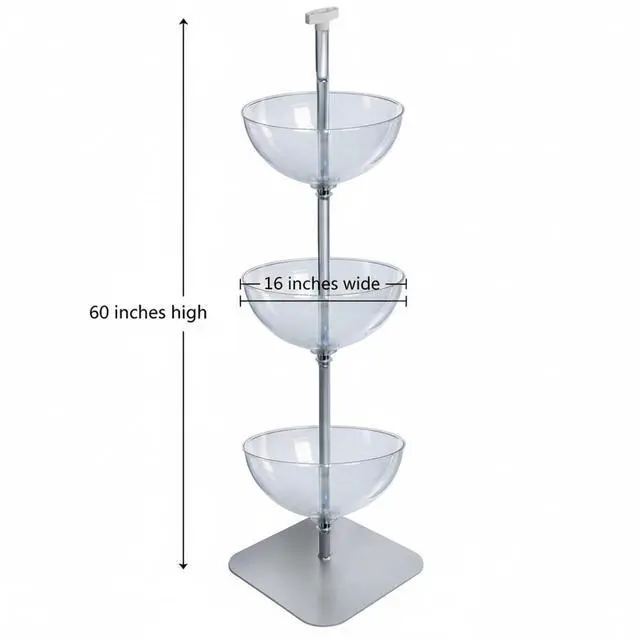 Alt view image 5 of 5 - 751603 3-Tier Bowl Organizer - Floor Standing Tiered Bowls with Rack & Flat Base - Mobile Product Display Stand