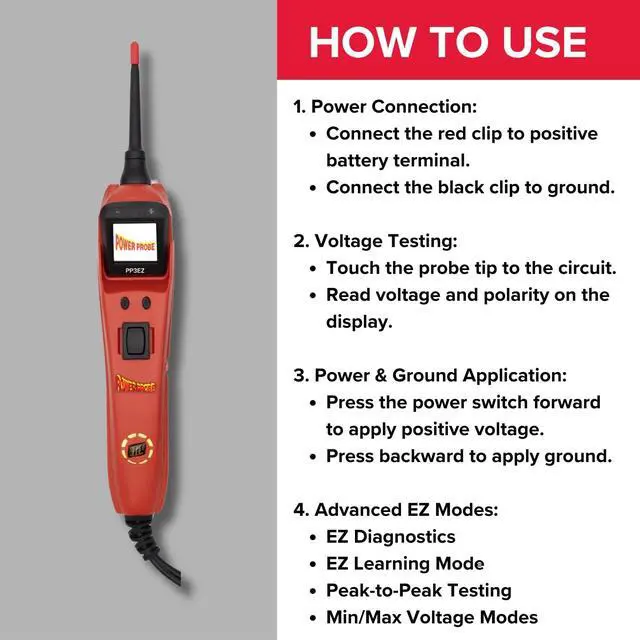 Alt view image 5 of 6 - PP3EZREDCS Circuit Tester with Learning and Diagnostics Mode for Easy Automotive Electrical and Component Testing for 12 to 24 Volts Electrical Systems Tool Only