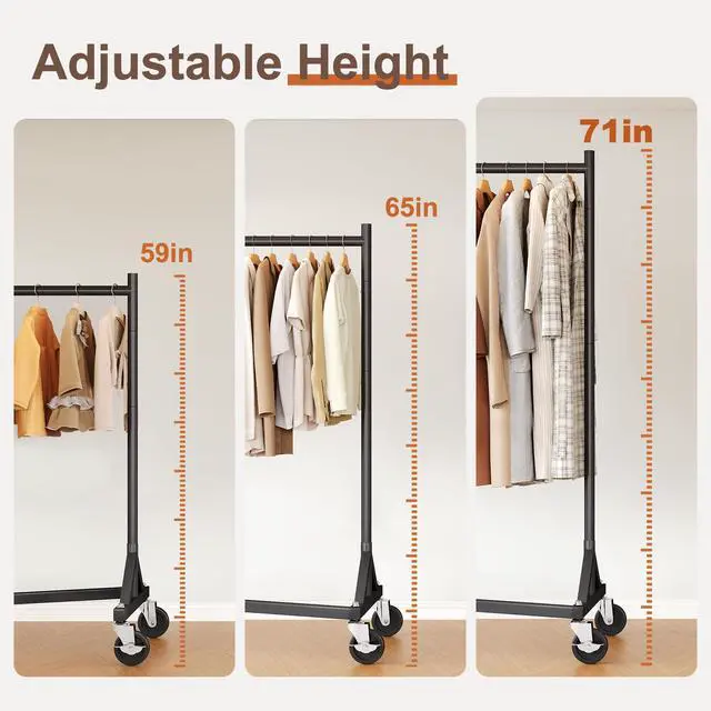 Alt view image 6 of 6 - Z Rack for Clothes Heavy Duty Clothing Rack Hold 500 LBS Commercial Garment Rack with Wheels Rolling Portable Clothes Rack for Bedroom, Laundry Room, Balcony 24"D x 63"W x 71"H, Black 2 Packs