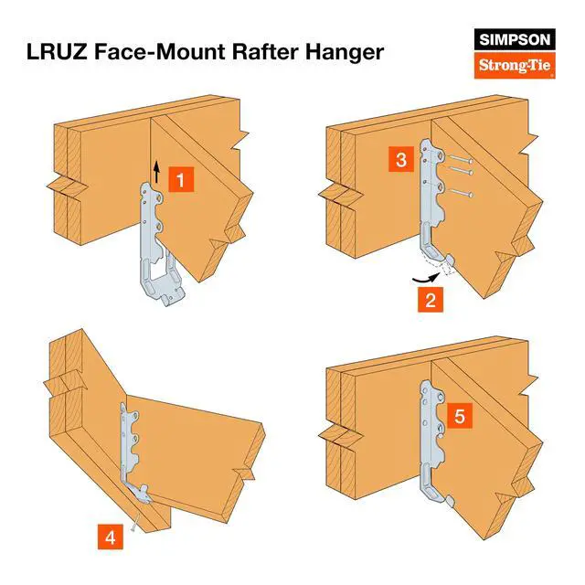 Alt view image 3 of 5 - Rafter Hanger LRU26Z - Adjustable Slope, Face-Mount, 18-Gauge Steel - Pack of 25