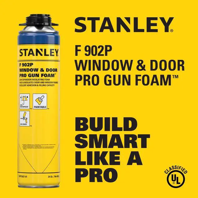 Alt view image 2 of 6 - F902P Window & Door Pro Gun Sealant (12x24 Oz.) Low Expansion Polyurethane Spray Foam Insulation for Window & Door, High-Yield Waterproof Gap Filler | Includes Gun & Cleaner | 24 Oz. 12 Pack