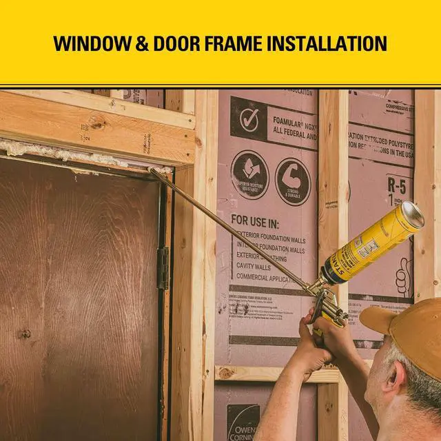 Alt view image 6 of 6 - F902P Window & Door Pro Gun Sealant (12x24 Oz.) Low Expansion Polyurethane Spray Foam Insulation for Window & Door, High-Yield Waterproof Gap Filler | Includes Gun & Cleaner | 24 Oz. 12 Pack