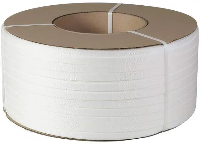 Main image of 1/2" Strapping 9900 Ft Machine Grade 8x8 Core Polypropylene Heavy Duty Grade Strapping, 1 Roll, White