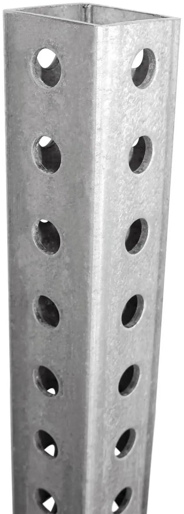 Main image of Square Sign Post - 8 Feet Tall and 2" Wide Galvanized Steel Post, 7/16 Inch Diameter Mounting Holes, Made in USA