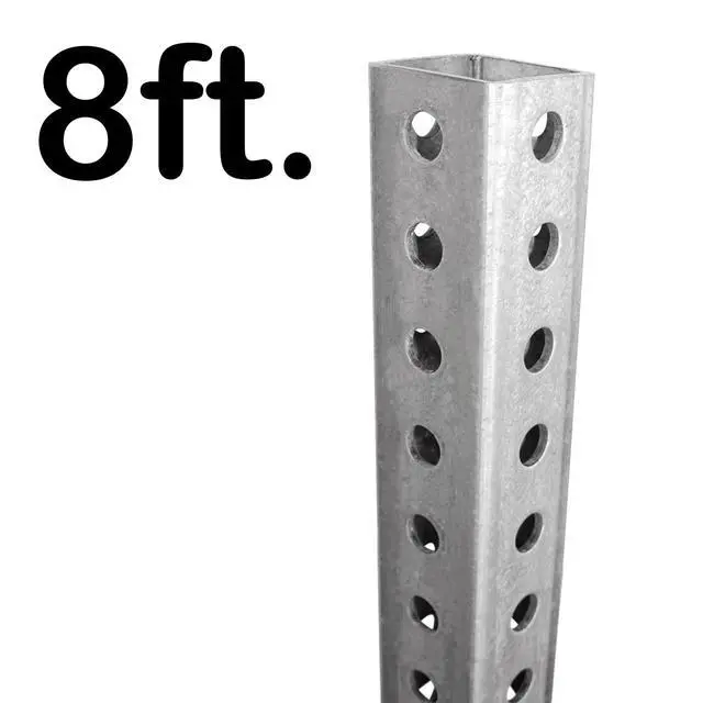 Alt view image 3 of 4 - Square Sign Post - 8 Feet Tall and 2" Wide Galvanized Steel Post, 7/16 Inch Diameter Mounting Holes, Made in USA
