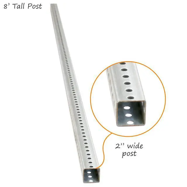 Alt view image 4 of 4 - Square Sign Post - 8 Feet Tall and 2" Wide Galvanized Steel Post, 7/16 Inch Diameter Mounting Holes, Made in USA