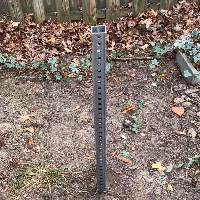 Alt view image 3 of 6 - Square Sign Post Kit - 8 ft Tall x 1.5" Galvanized Steel Post and 3 Feet Stub for Natural Ground, Made in USA