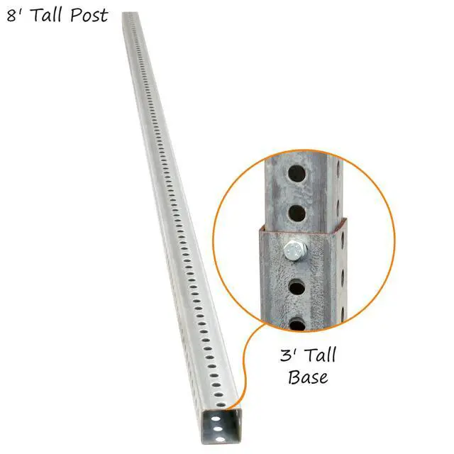 Alt view image 4 of 6 - Square Sign Post Kit - 8 ft Tall x 1.5" Galvanized Steel Post and 3 Feet Stub for Natural Ground, Made in USA