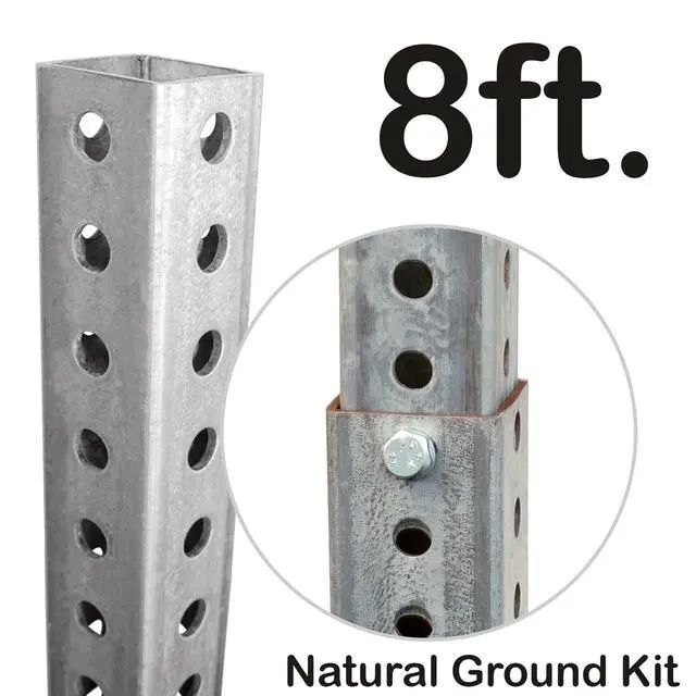 Alt view image 6 of 6 - Square Sign Post Kit - 8 ft Tall x 1.5" Galvanized Steel Post and 3 Feet Stub for Natural Ground, Made in USA
