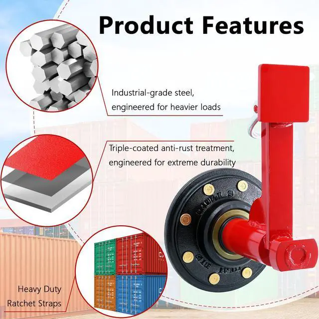 Alt view image 3 of 6 - Shipping Container Wheel Kit, Ratchet Straps & Shackles,Shipping Container Accessories,8-Lug Wheels with Heavy-Duty Axles,Heavy-Duty Mobility for 20ft & 40ft Empty Containers