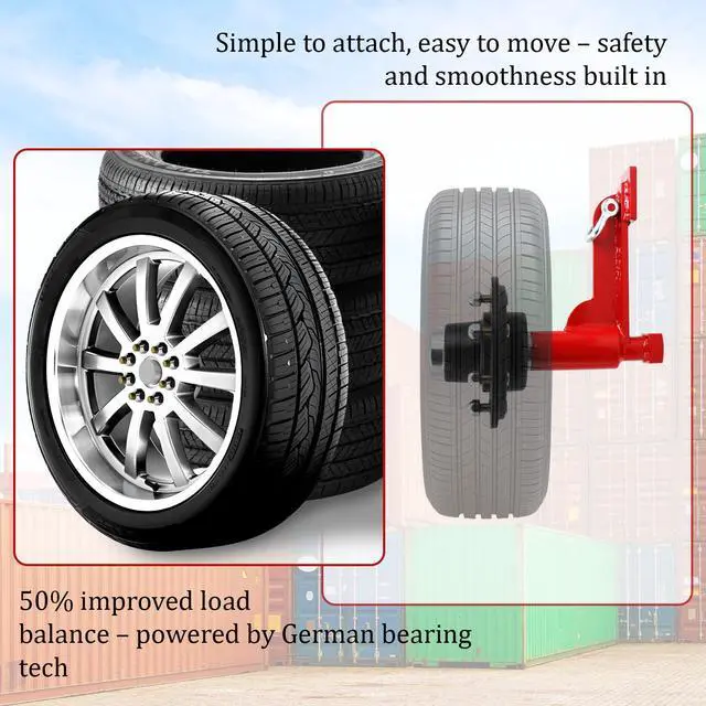 Alt view image 5 of 6 - Shipping Container Wheel Kit, Ratchet Straps & Shackles,Shipping Container Accessories,8-Lug Wheels with Heavy-Duty Axles,Heavy-Duty Mobility for 20ft & 40ft Empty Containers