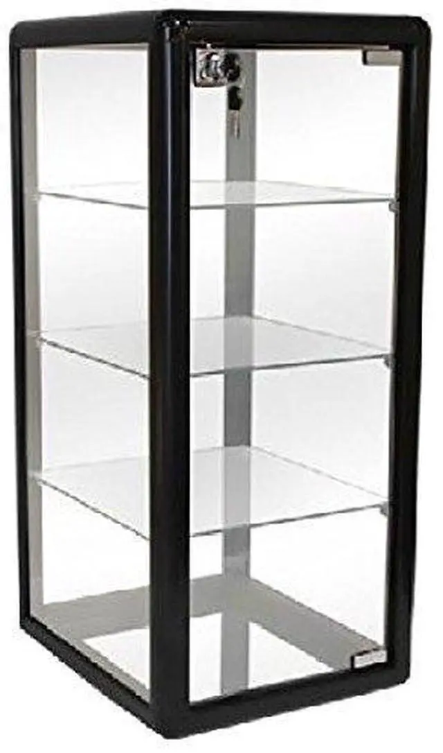 Main image of Counter Top Glass Display Showcase with Option for LED Lights -White and Black (Black Vertical Counter CASE (NO Lights))