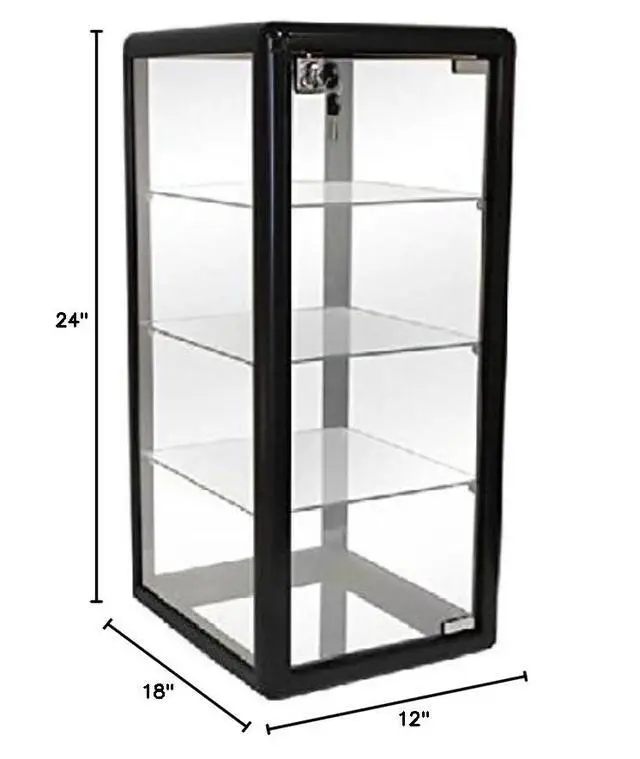 Alt view image 2 of 2 - Counter Top Glass Display Showcase with Option for LED Lights -White and Black (Black Vertical Counter CASE (NO Lights))