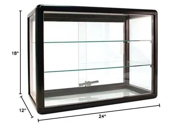Alt view image 2 of 2 - Counter Top Glass Display Showcase with Option for LED Lights -White and Black (Black (NO Lights))