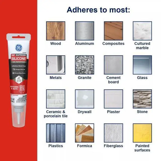 Alt view image 3 of 6 - Supreme Silicone Caulk for Kitchen & Bathroom, White, 2.8 fl oz Tube, 12 Pack - 100% Waterproof Silicone Sealant, 7X Stronr Adhesion, Shrink & Crack Proof