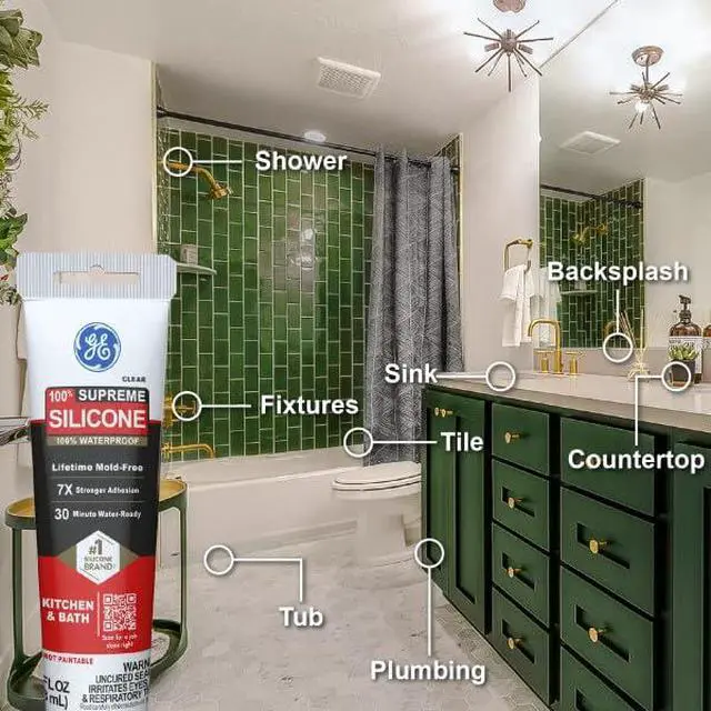 Alt view image 4 of 6 - Supreme Silicone Caulk for Kitchen & Bathroom, White, 2.8 fl oz Tube, 12 Pack - 100% Waterproof Silicone Sealant, 7X Stronr Adhesion, Shrink & Crack Proof