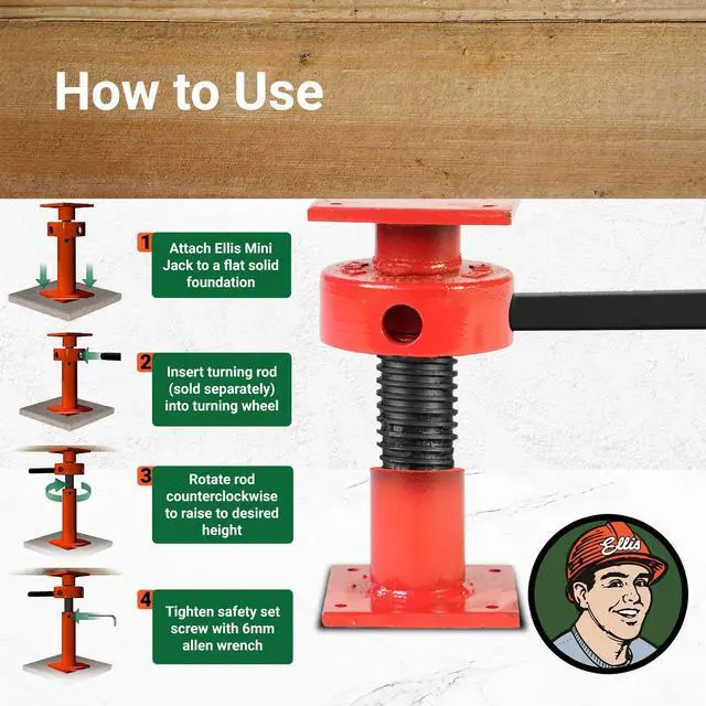 Alt view image 4 of 6 - Manufacturing Adjustable Mini Screw Jack Post - House Jack for Foundation, Floor Leveling & Concrete Bracing - 15,000 lb Capacity, 2.5" Adjustable Lift, Support & Leveling