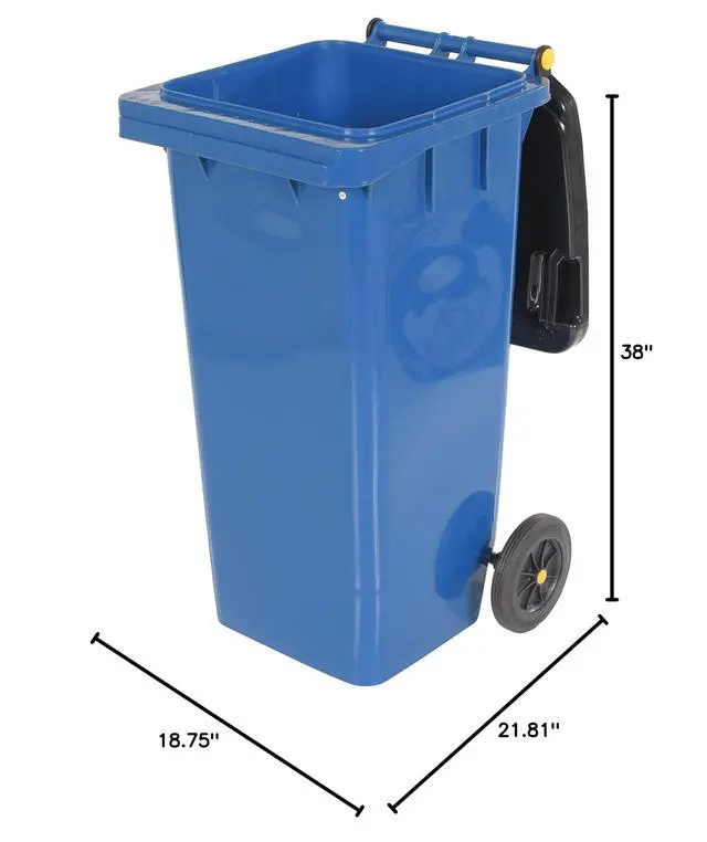 Alt view image 6 of 6 - TH-32-BLU Trash Can, Polyethylene, 18-1/2" Width, 37-1/2" Height, 22" Depth, 32 gallon Capacity, Blue