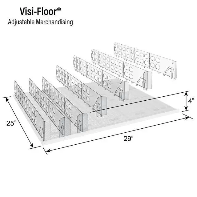 Alt view image 2 of 6 - Visi-Floor Adjustable System Kit - Cold Vaults & Commercial Storage Organizer for Supermarkets, Convenience Stores, & Grocery Stores - Modular Display Merchandiser Cans, Beer, Bottles Drink Organizer