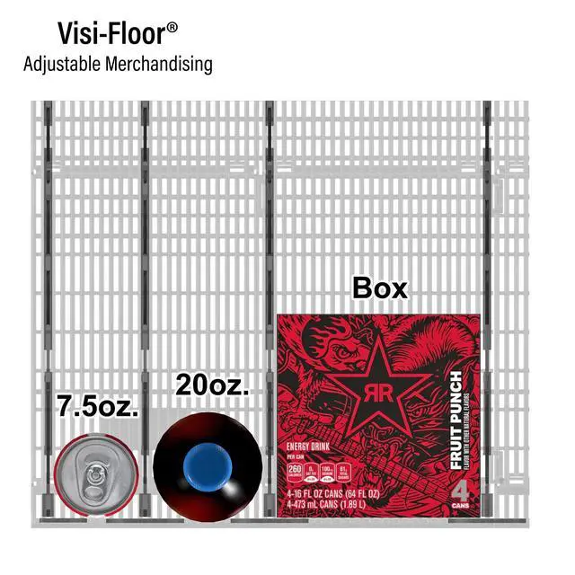 Alt view image 4 of 6 - Visi-Floor Adjustable System Kit - Cold Vaults & Commercial Storage Organizer for Supermarkets, Convenience Stores, & Grocery Stores - Modular Display Merchandiser Cans, Beer, Bottles Drink Organizer