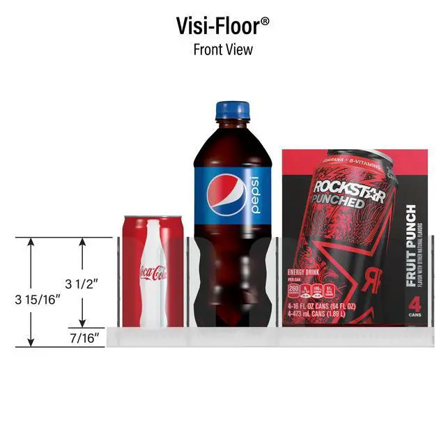 Alt view image 5 of 6 - Visi-Floor Adjustable System Kit - Cold Vaults & Commercial Storage Organizer for Supermarkets, Convenience Stores, & Grocery Stores - Modular Display Merchandiser Cans, Beer, Bottles Drink Organizer