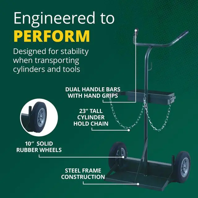 Alt view image 5 of 6 - Trucks 142-86 Deluxe Welding Cylinder Hand Truck, Oxygen Acetylene Tank Cart with Toolbox, Hose Hooks, Chain & 10-Inch Solid Rubber Wheels for Fabrication & Repair Shops
