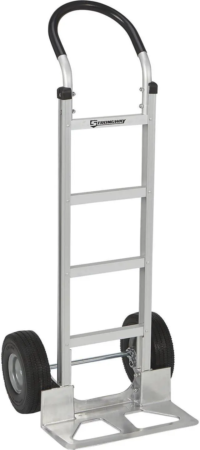 Main image of Aluminum Hand Truck, 600 Lb Capacity, 10 in. Polyurethane Tires, Continuous-Flow Handle, 7.5 in. x 18 in. Toe Plate, 18.11 in. x 20.08 in. x 50 in. H, for Warehouse, Shop and Jobsite