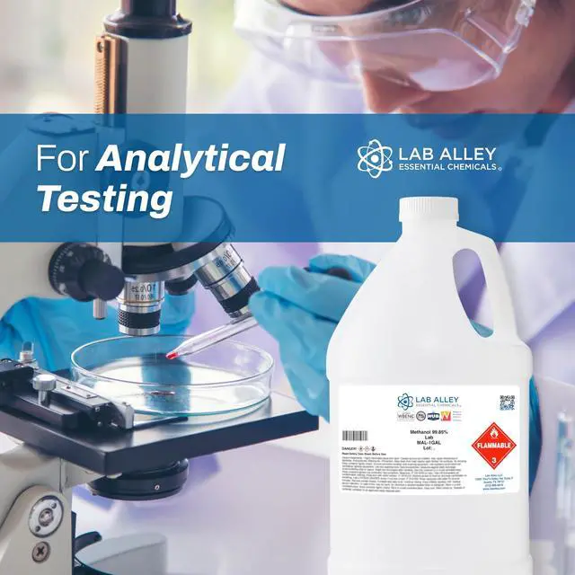 Alt view image 3 of 6 - Methanol 99.85% Lab Grade Solvent, Polar Solvent for Laboratory, Industrial & Research Use, 4 Gallons (Pack of 4 x 1 Gallon Bottles)