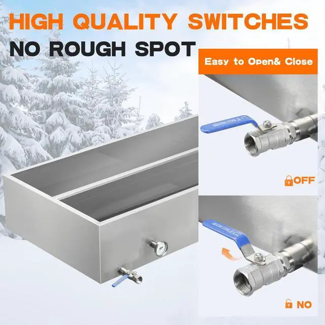 Alt view image 5 of 6 - Maple Syrup Evaporator Pan, 48 x 24 x 9.4 Inch 304 Stainless Steel Maple Syrup Evaporator, 47Gal Feed Pan for Boiling Maple Syrup with Valve and Thermometer and Divided for Home, Outdoor