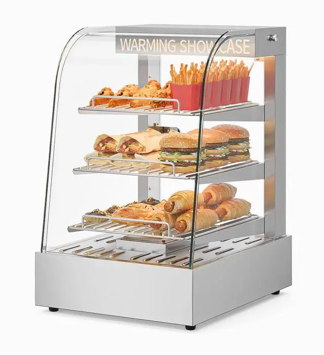 Main image of Commercial Food Warmer Display with Adjustable Shelf, 3-Tier Electric Countertop Warmers for Hamburger, Chicken, Bread, Pizza Warmer in Restaurant, Cafe, Store 800W 86-185