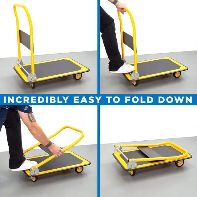 Alt view image 3 of 6 - Heavy Duty Folding Hand Truck Dolly Platform Truck, 660 lb Flatbed Cart with Wheels, Foldable Platform Cart with 360° Swivel Casters, Push Cart for Moving Boxes & Furniture (MI-921)