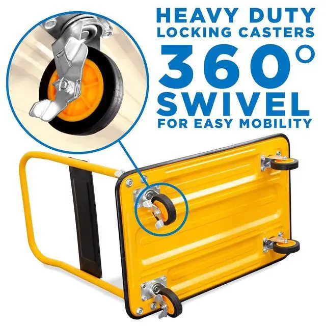 Alt view image 5 of 6 - Heavy Duty Folding Hand Truck Dolly Platform Truck, 660 lb Flatbed Cart with Wheels, Foldable Platform Cart with 360° Swivel Casters, Push Cart for Moving Boxes & Furniture (MI-921)
