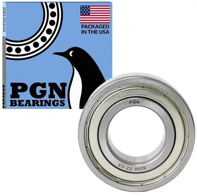 Main image of PGN (50 Pack) 6206-ZZ Bearing - Lubricated Chrome Steel Sealed Ball Bearing - 30x62x16mm Bearings with Metal Shield & High RPM Support