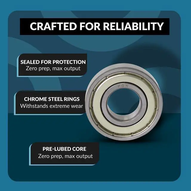 Alt view image 4 of 6 - PGN (50 Pack) 6206-ZZ Bearing - Lubricated Chrome Steel Sealed Ball Bearing - 30x62x16mm Bearings with Metal Shield & High RPM Support