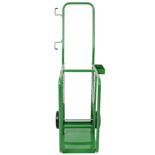 Alt view image 3 of 6 - Heavy-Duty Green Cylinder Cart with 440lbs Capacity, 9.5 Inches Dual Tank Dolly Featuring Solid Rubber Wheels for Smooth Transportation of Oxygen and Acetylene Cylinders