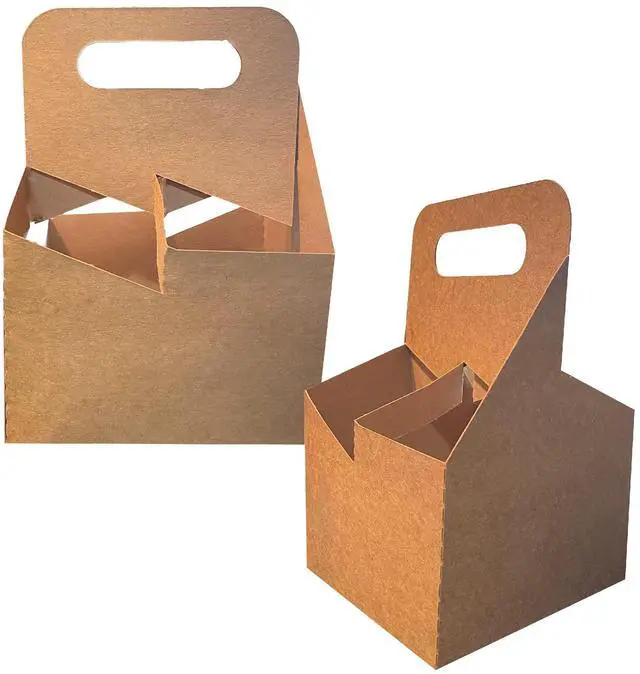 Main image of 4 Cup Kraft Cardboard Beverage Carrier (Pack of 225) - Durable Drink Carriers for Hot or Cold Beverages - Perfect for Food Delivery Service, Door Dash, Uber Eats, or Any On-The-Go Dining Needs